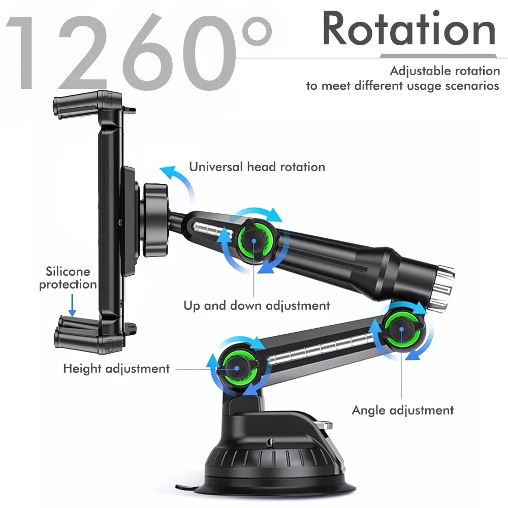 Universal Car Dashboard Tablet and Phone Holder with Suction Mount