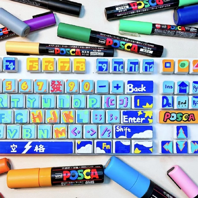 أقلام تلوين أكريليك POSCA منظمة في أكياس، أقلام تل...