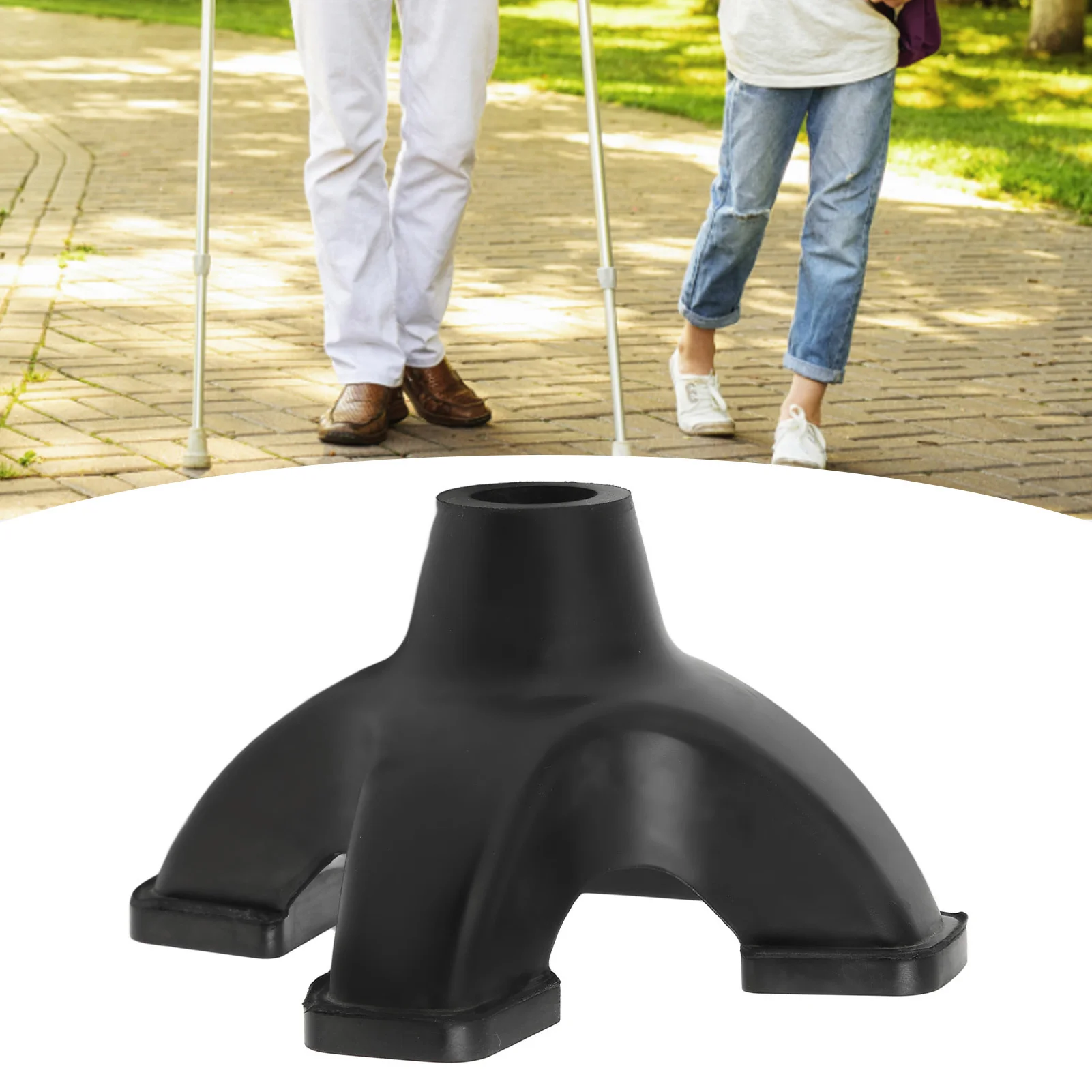 Cane Tip Quad 16mm Imitation Tire Texture Corrosion Resistance Rubber Antiskid with 4 Contact Points,walking stick attachment