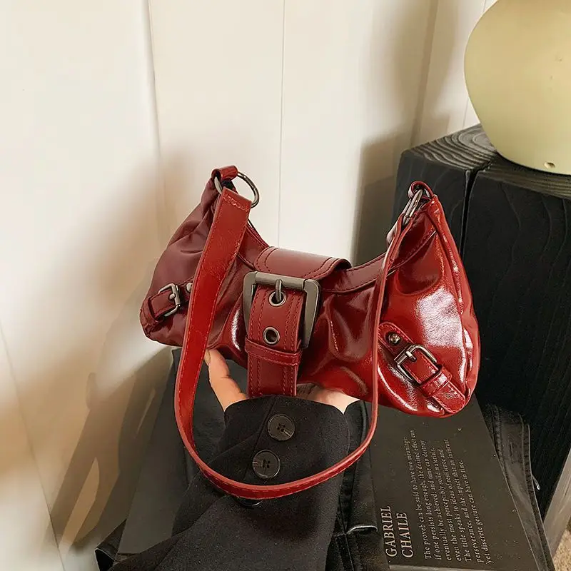 Hot Selling Maillard-Style Retro Style Small Bag Spicy Girls Y2K Vintage Leather Shoulder Underarm Bag Commuter Handbag