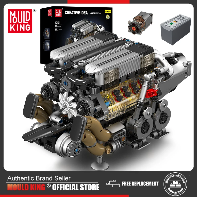 Mould King 10131 Technical Car Part Building Block W16 Engine for BGT Supercar Set Assembly Car Brick Toys Kids Christmas Gift
