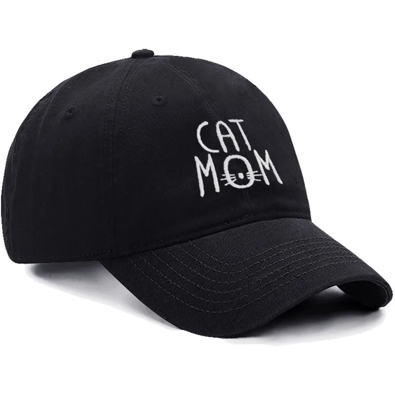 Washed Cotton Baseball Cap for Men & Women Unisex CAT MOM Embroidery  Sun Protection Hat Outdoor Sports Wholesale & Dropshipping 4