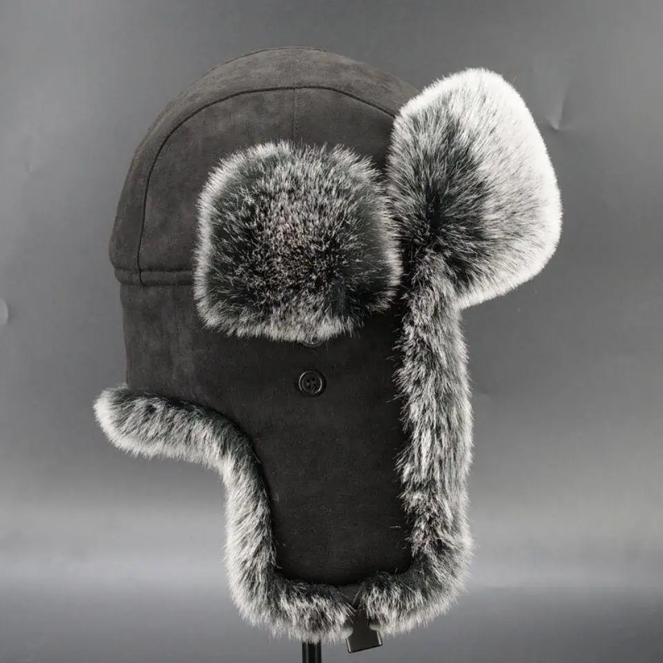 Winter Plush Bomber Hats for Women Men Imitation Faux Fur Russian Ushanka Cap Northeast Cap Unisex Warm Snow Bonnet Earflap Hats