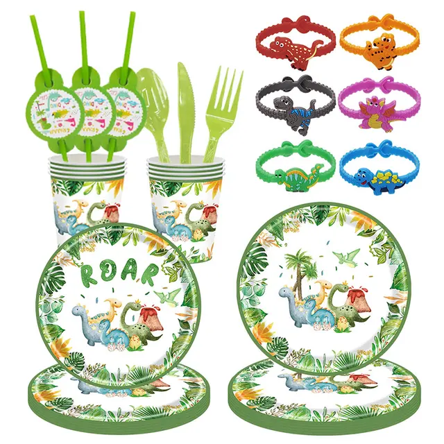 Vajilla Desechable De Dinosaurios - 60 Piezas Para 20 Personas, Ideal Para Fiestas Infantiles, Picnic O Reuniones