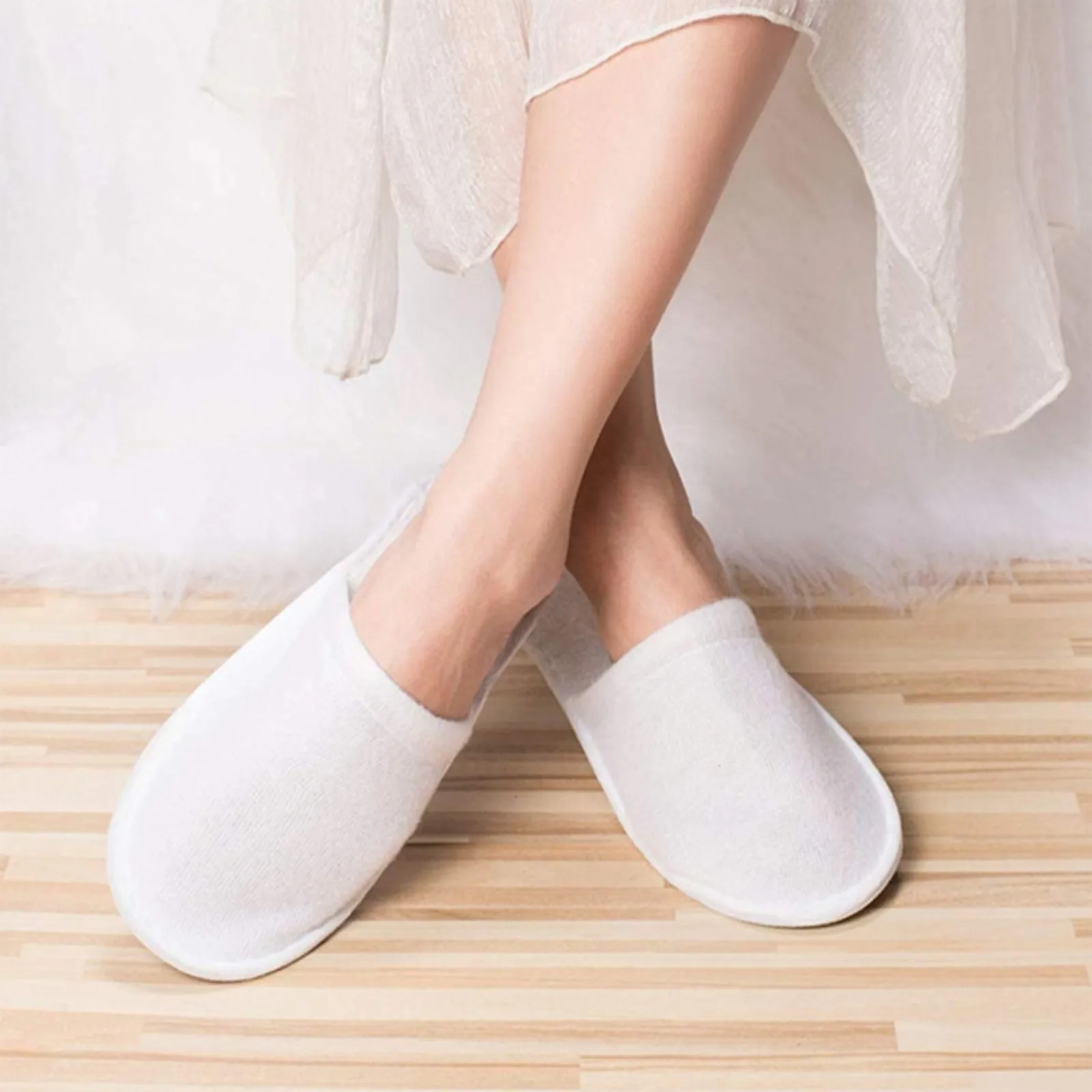 Spa Slippers 10/20 Pairs of Brushed Plush Closed-toe Disposable Slippers for Men and Women Suitable for Families Guest Hotel Tra 4