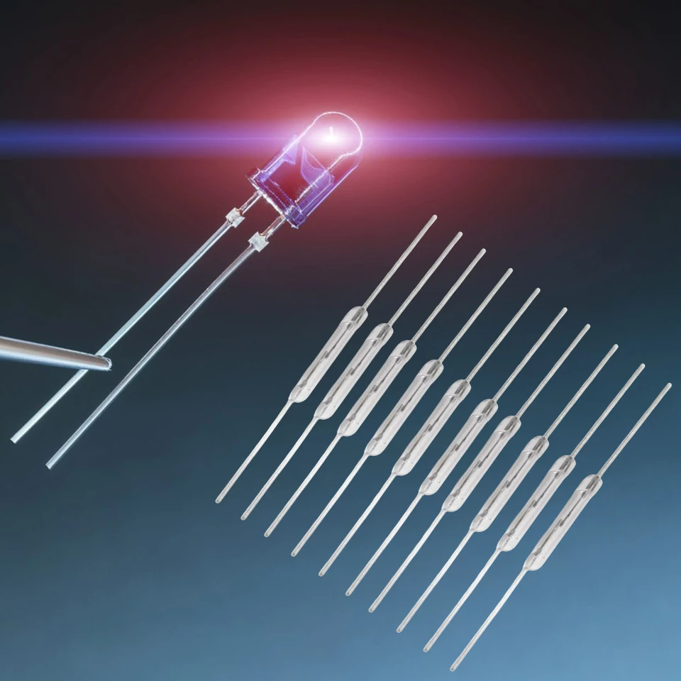 10 Pezzi Interruttore Reed Magnetico NO - Interruttore A Induzione Magnetica 2x14mm, Antivibrazione, Per Fai Da Te - Foto 4