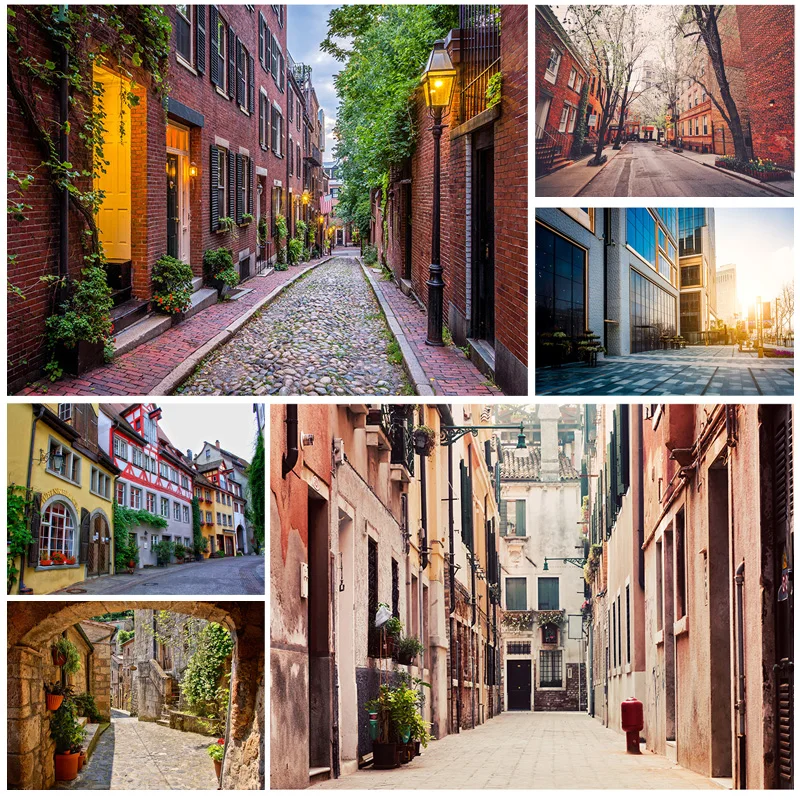 

Vinyl Vintage European Street View Scenery Photography Backdrops Wedding Travel Photo Backgrounds Studio Props 21926 JJT-04