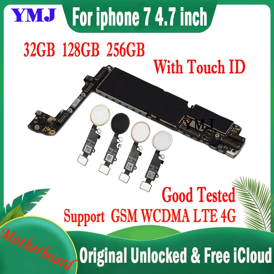 

Original For Iphone 7 Motherboard with/no Touch Id for IPhone 7 Logic Board Clean ICoud with IOS System Full Chips tested Plate