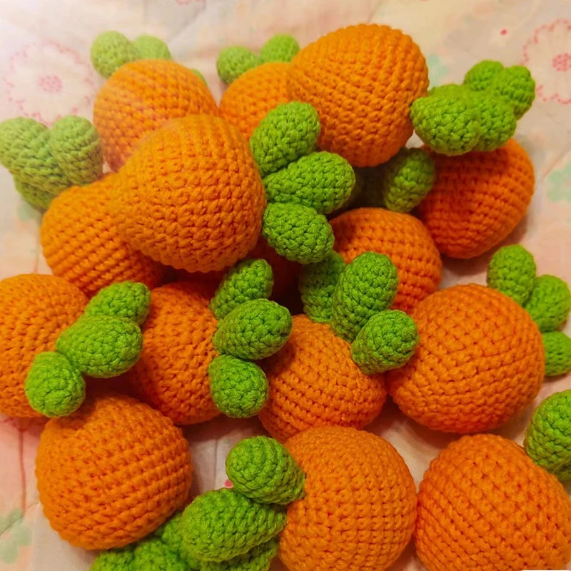 3PCS Knitted Carrots Strawberry Crochet Fruits Cute For Hat Sweater Cloth Decorations Carrot DIY Applique Gift Accessories crochet fruit ornament