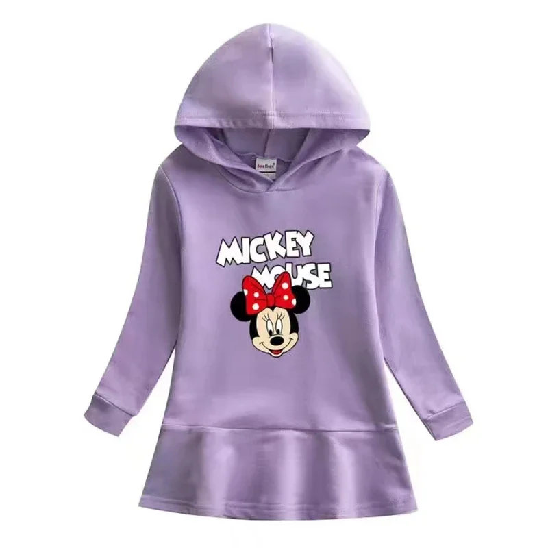 Spring Hooded Dresses Minnie Mickey Mouse Daisy Clothes Kids Girls Coat Sweatshirt Long Sleeve T Shirts Outfit Children Outwear