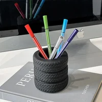 1Pcs Creative Tire Pen Holder Home Desktop Storage Ornament Makeup Brush Storage Boxed Accessories 5