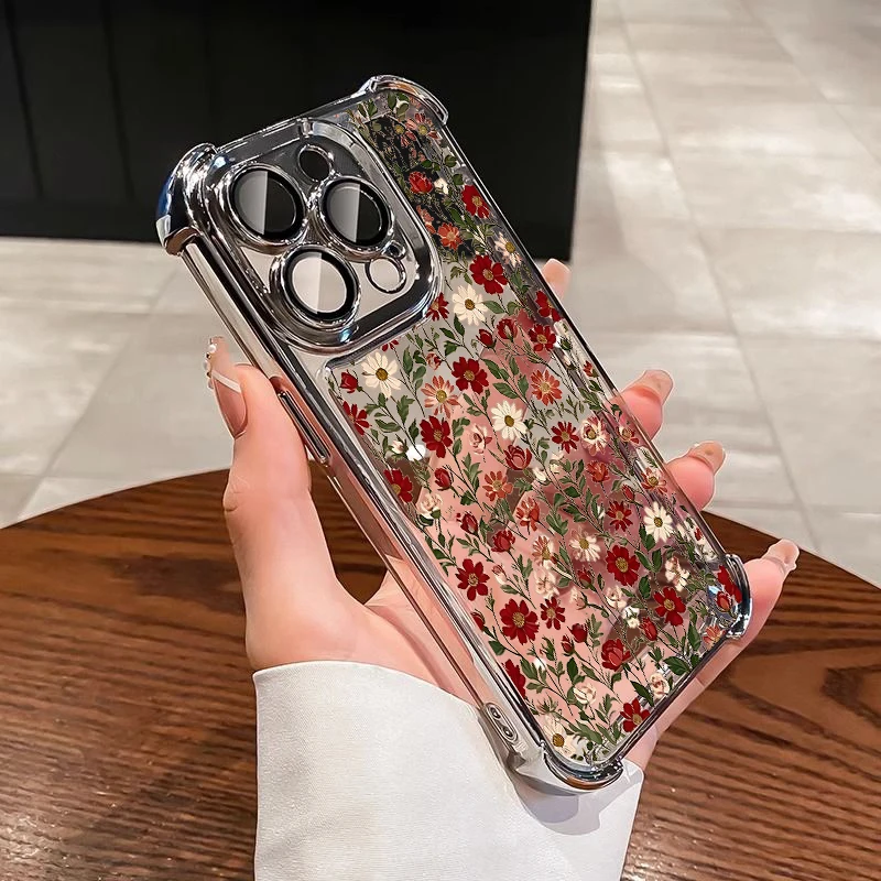 Shockproof 3D Flower Plating Phone Case - New Design Cover