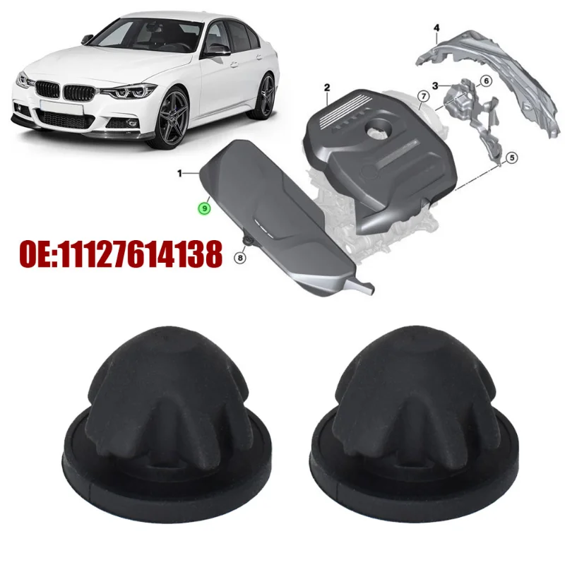 eMagTech 4 Stück Motorabdeckungstüllen Ersatz 11127614138 kompatibel mit BMW 1 2 3 4 5 6 7 8 Serie kompatibel mit Mini F56 F55 Motorabdeckung Verkleidung Gummihalterung Tülle