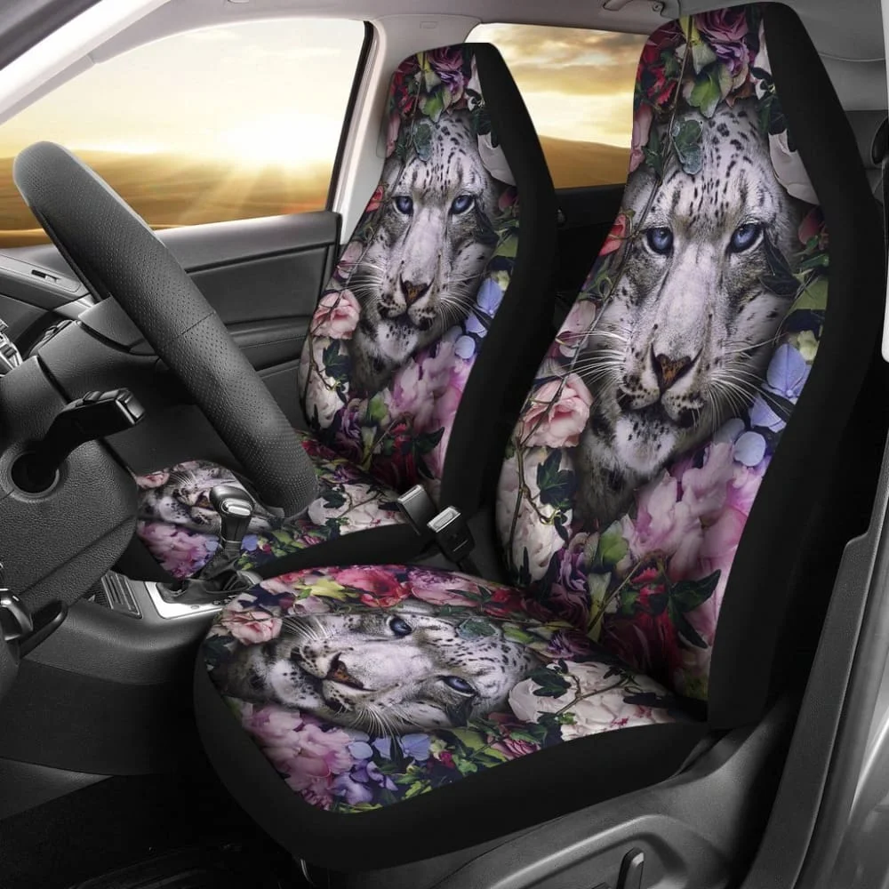 

White Tiger Flower Amazing Gift Ideas Car Seat Covers,Pack of 2 Universal Front Seat Protective Cover
