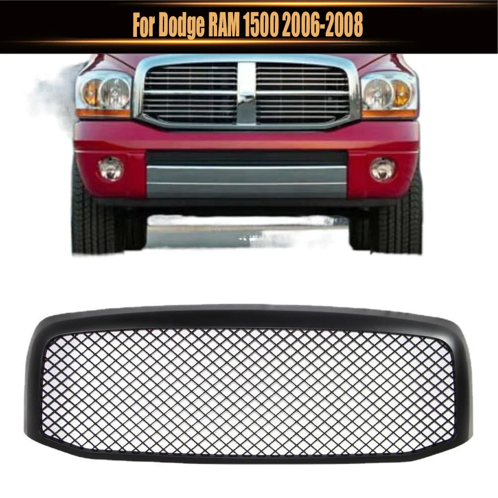 

Racing Grills Decoration Car Front Grid Racing Grills ABS Matte Black Trim Cover Bumper Grille For Dodge RAM 1500 2006-2008