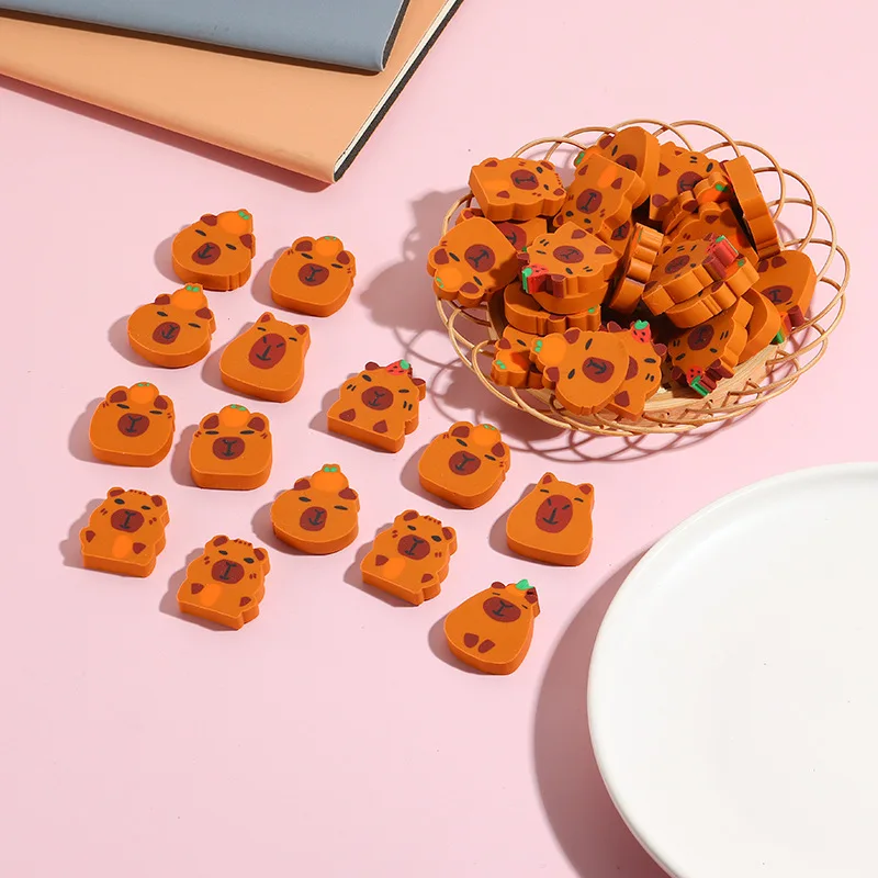 Capybara Kawaii Cartoon Animal Pencil Rubber Eraser 30Pcs/lot Student Stationery School Office Supplies Kids Birthday Gift pencil eraser