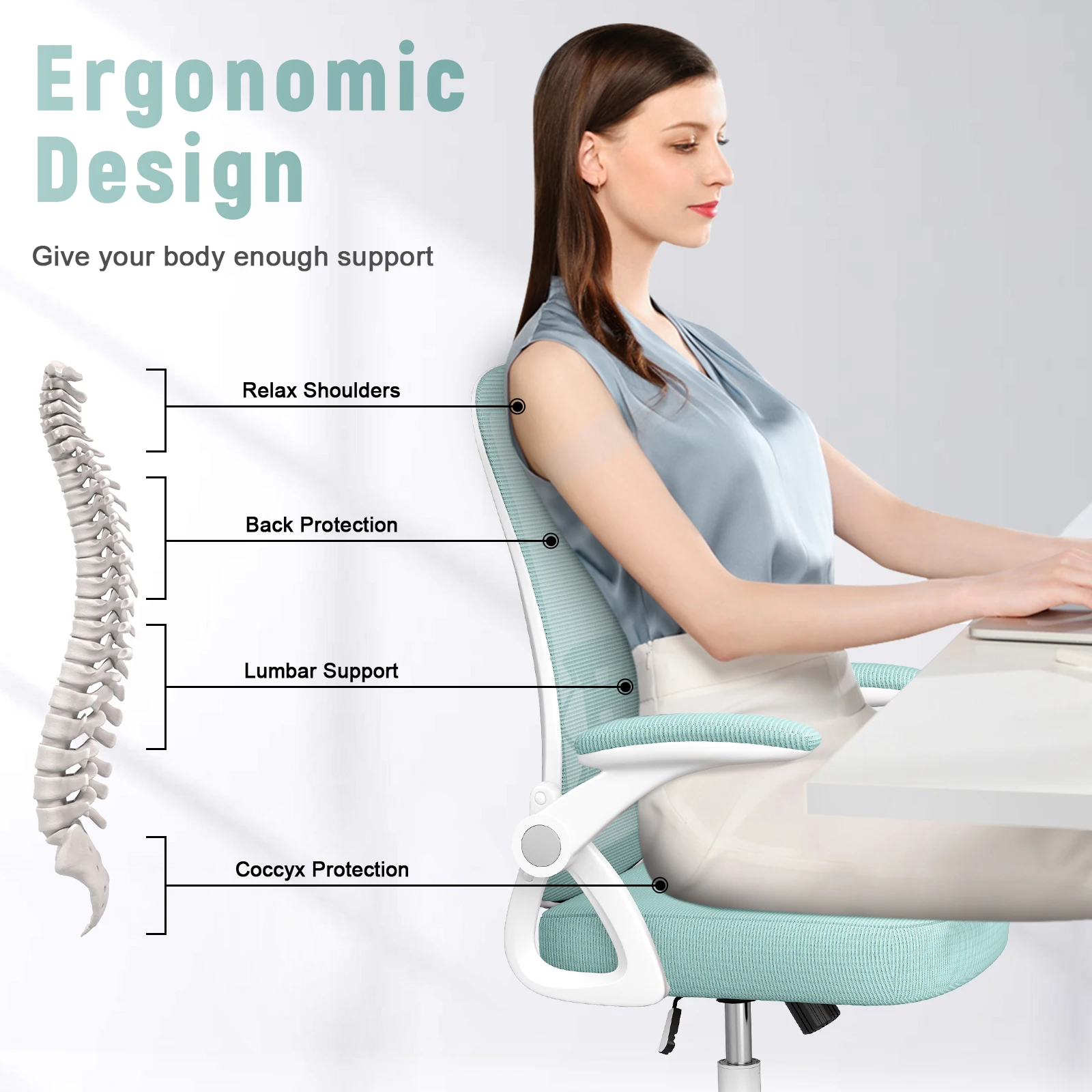 Ergonomic Office Chair with Lumbar Support, High Back Executive Chair Swivel Desk Chair Computer Task Chair Mesh Gaming Chair 3