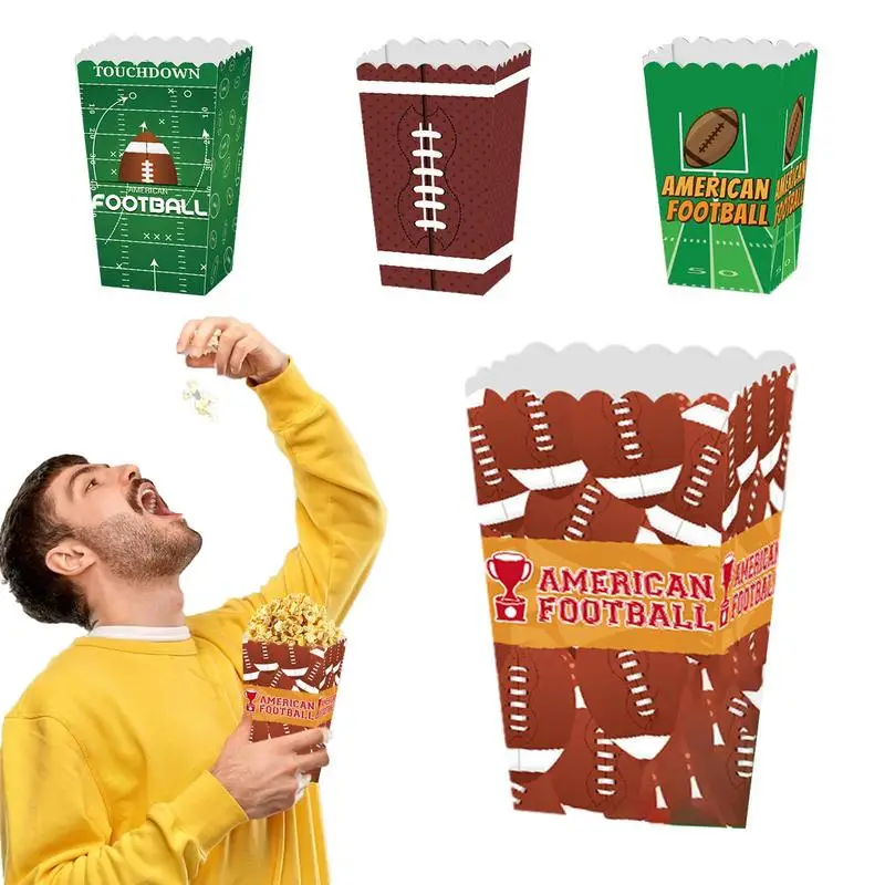 

Popcorn BucketsSuperBowl Football Party Large Snack And Popcorn Box Paper Popcorn Buckets For Movie Night Bucket For Road Trip