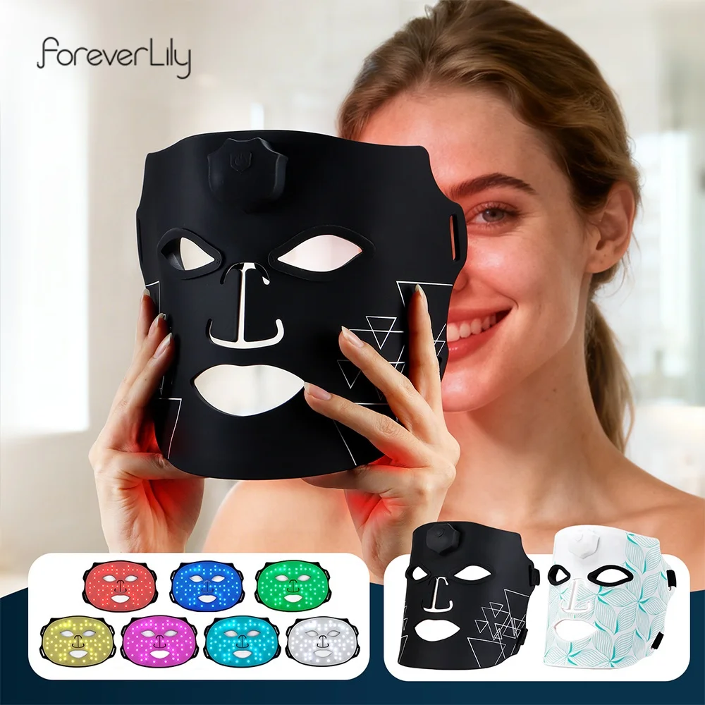 7 Colors LED Photon Face Silicone Mask Flexible Facial Beauty Mask LED Light Rejuvenation Anti-Wrinkle Skin Care Wireless Use