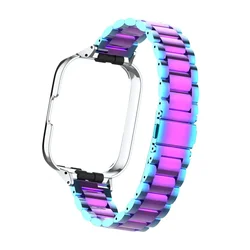 Stainless Steel Magnetic Loop Bracelet with Metal Case Protector for Redmi Watch 3 Active (COLOR)