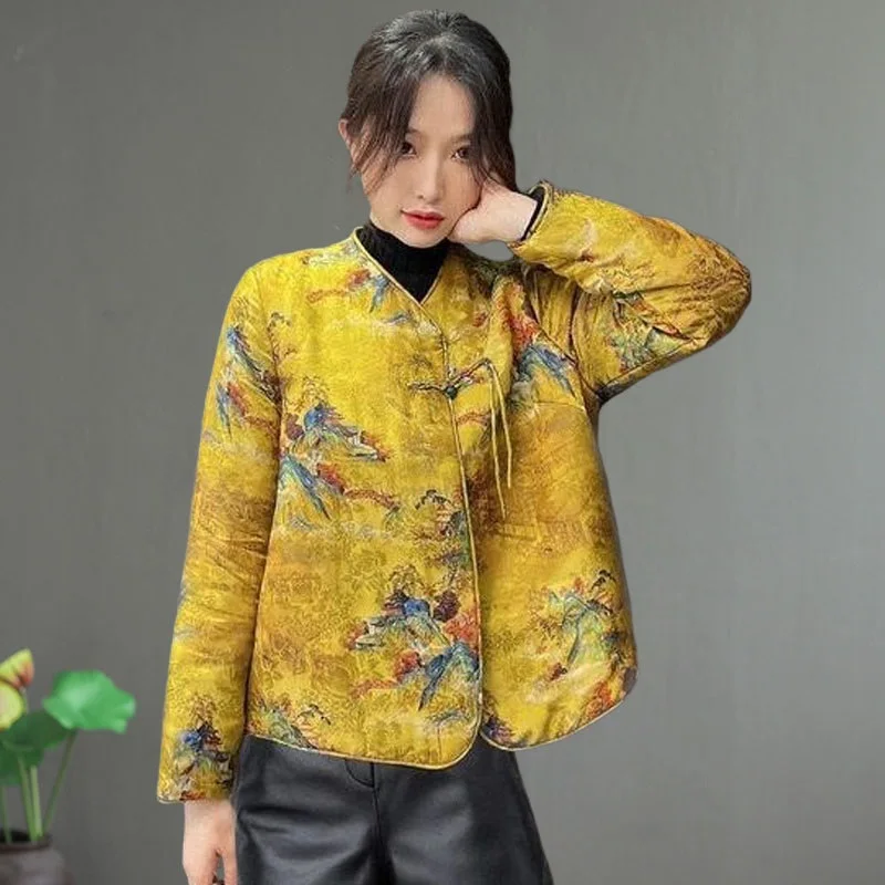 Chinese New Year Clothes For Women New Winter Tang Suit Jacket Hanfu Long Sleeve Chinese Style Women Warm Coats 13042