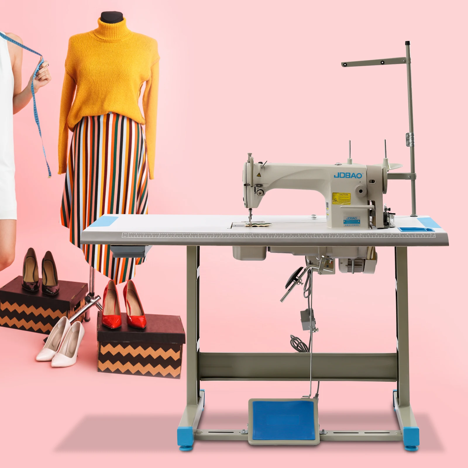 Industrial Sewing Machine Set with Upright Table Stand