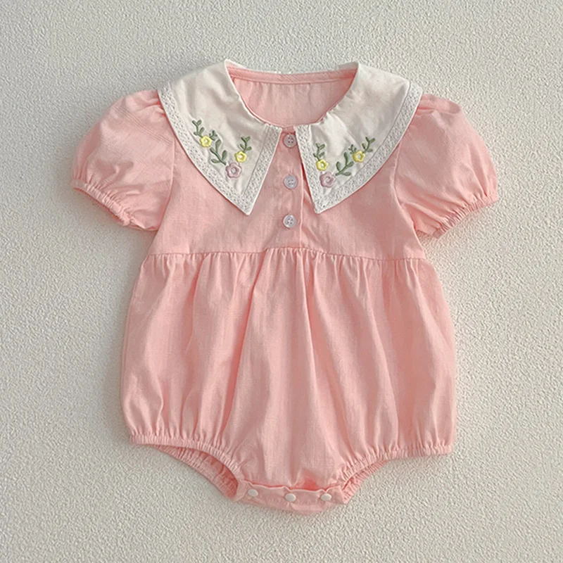 Summer New Kids Baby Girls Short Sleeve Sisters Embroider Dress Infant Rompers Kids Baby Girls Sweet Princess Clothes Rompers 3