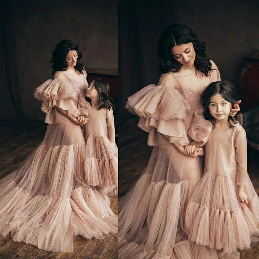 

New Design Mum and Child Party Style Trending Mommy Daughter Dresses A-Line Prom Formal Evening Dress for Birthday Photoshoot