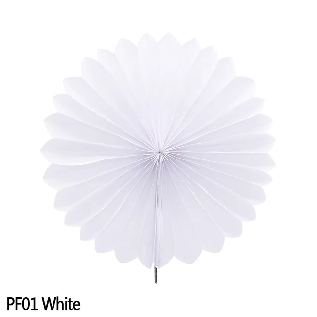 5pcs 10-30cm Color Tissue Paper Cut-Out Paper Fans Pinwheels Hanging Flower Paper Crafts for Wedding Party Birthday Decor Suppli PF01-White
