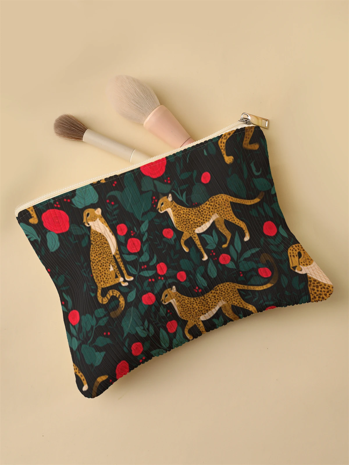 Corduroy Travel Cosmetic Bag Portable Makeup Storage Bag Purses Women Large Capacity Zipper Make Up Organizer Storage Clutch