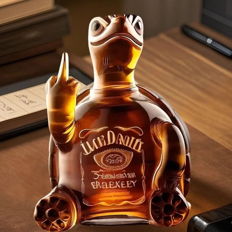 Funny Middle Finger Whiskey Glass Decanter Duck Turtle Dog 10Oz Glass Whiskey Wine Bottle Statue Decoration For Bar Office Home