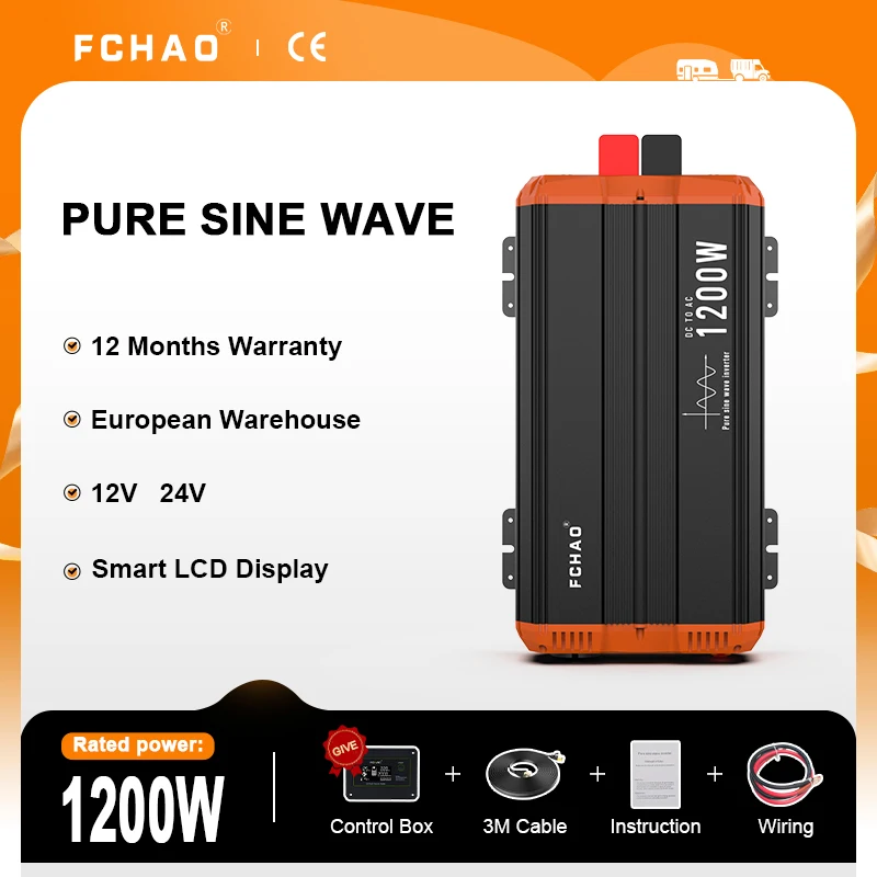 Fchao 1200W Inverter Solari A Onda Sinusoidale Pura Dc A Ac 12V 220V 230 240V Growatt Inverter Ibrido Con Display Lcd Per Auto Rv Home