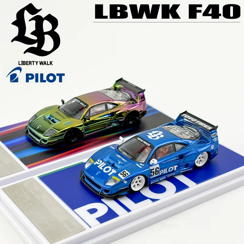 Top-Art-1-64-LBWK-F40-Pilot-Blue-Kinetic-Chrome-Alloy-Toy-Motor-Vehicle ...