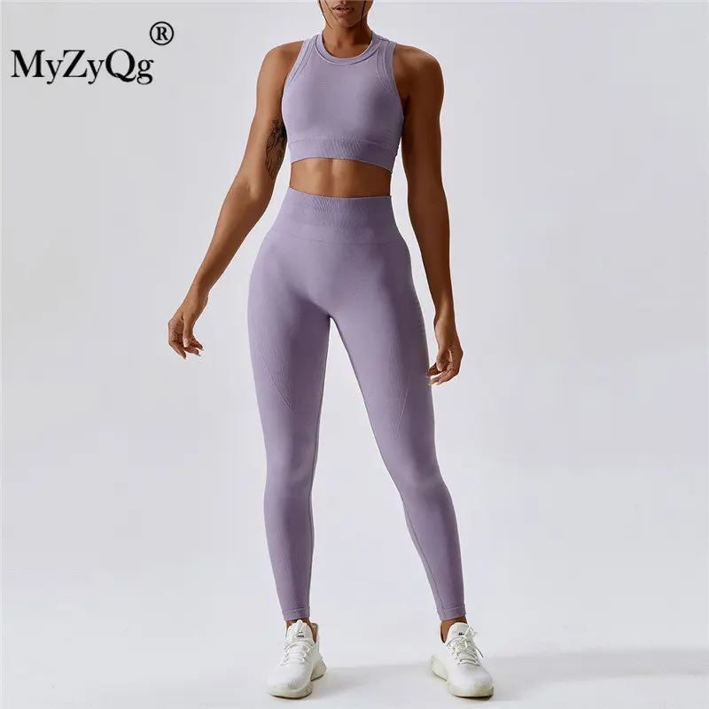 

MyZyQg Women Yoga Bra Leggings Two-piece Set Hip Lift High Waist Running Fitness Strength Tight Female Seamless Sports Suit