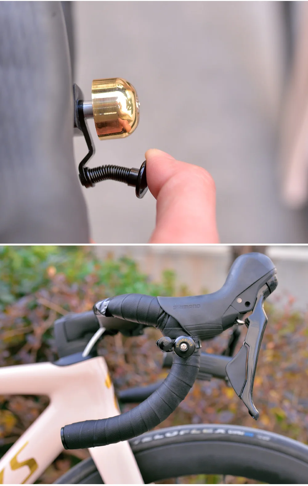 ThinkRider Retro klassische Fahrradklingel, klarer lauter Klang, Stahl, Kupfer, MTB, Mountainbike, Lenkerring, Horn, Sicherheit, Radfahren – Detail 10