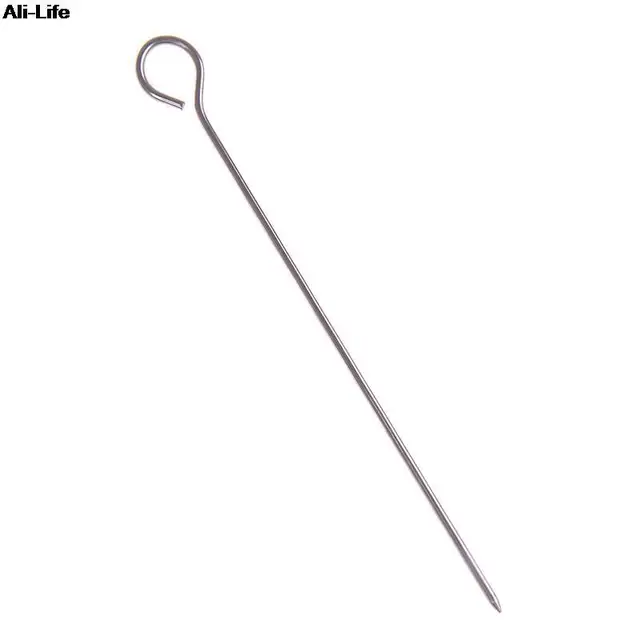 10Db Kültéri Kemping Piknik Hús Libakerek Kerek Sült Nyárs Rozsdamentes Acél Grillező Tű Barbeque Konyhai Edények