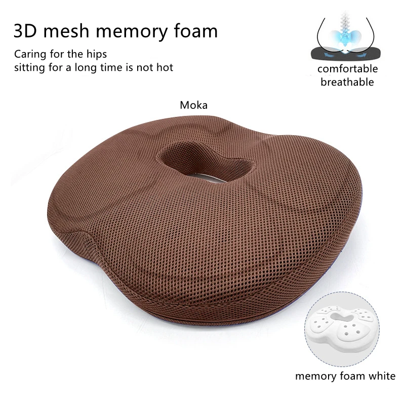 3D Orthopedic Seat Cushion Memory Foam Breathable Office Cushion Tailbone Waist Pain Relief Protect Lumbar Cushion Home Car Seat