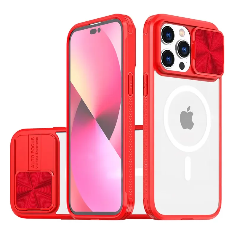 Magnetic Wireless Charging Shockproof Case with Slide Camera Lens Protection
