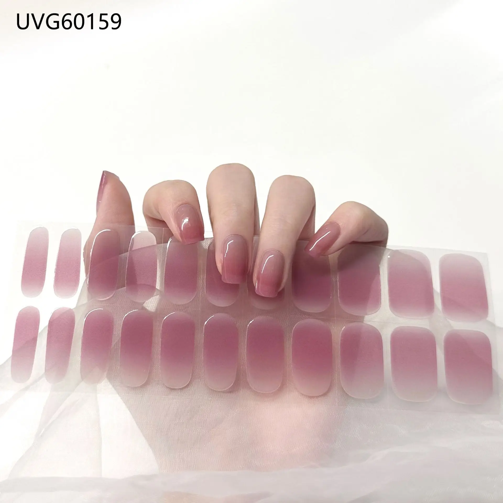 22 Tips Semi Cured Gel Press On Nails u&ntilde;as Strip Sticker UV/LED Lamp Cured Hard Extend Gel Polish Wraps Finger Art Decals nail stickers nail art tools nail art decoration nail decals