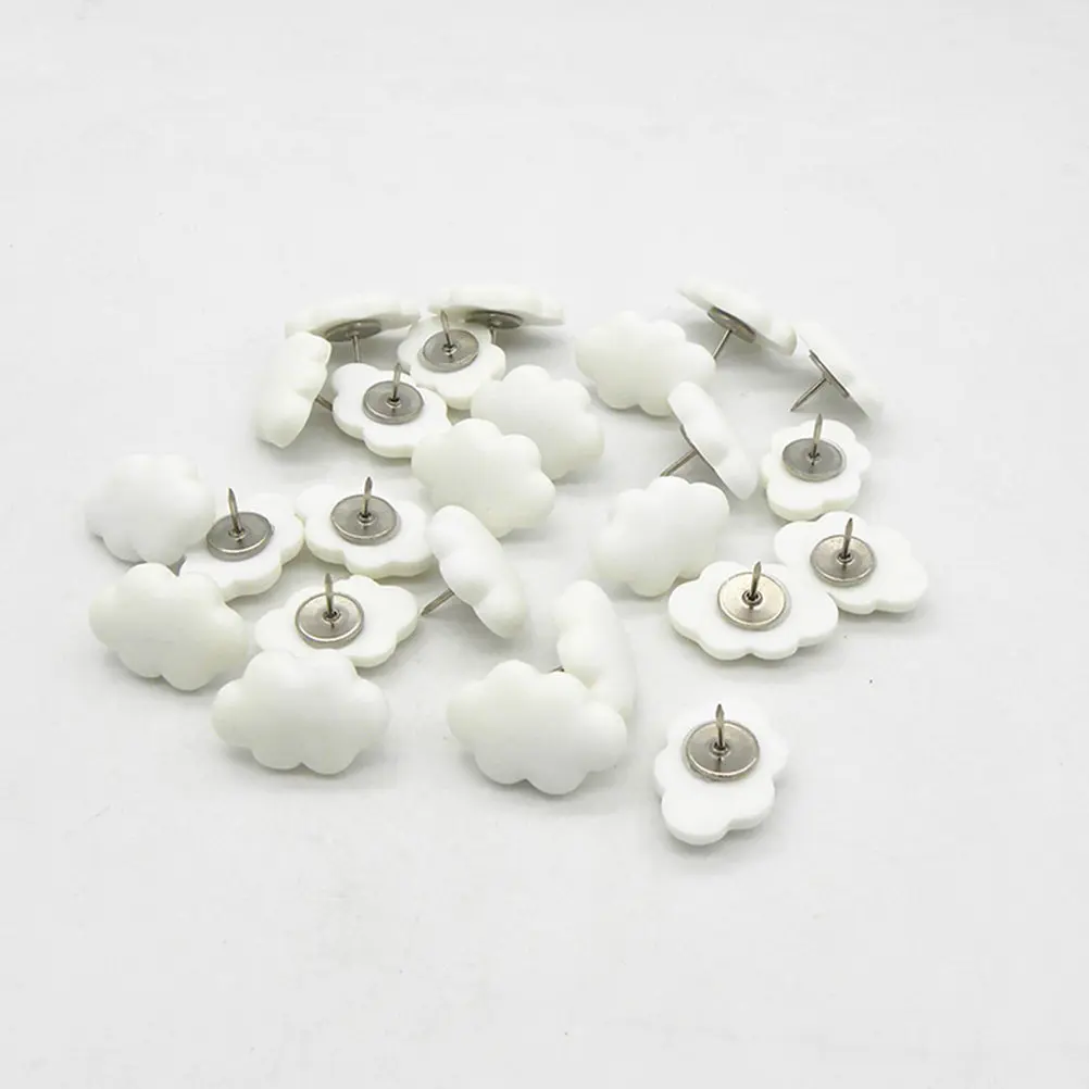 30Pcs 크림 구름 모양의 푸시핀 지도용 장 미니 페그 노트 포스터 사진 문구 게시판 엄지 못핀