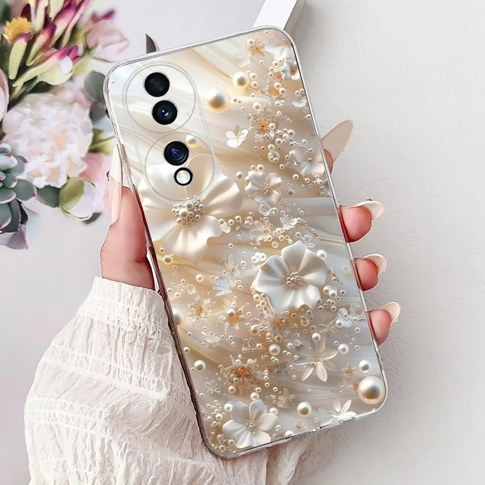Clear Aesthetic Cute Cat & Flowers Soft Phone Case - Fashionable and Fun Design