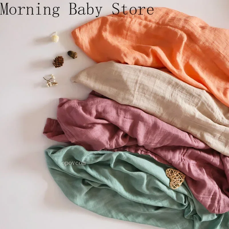 120*120cm Muslin Bamboo Baby Blanket Soft 2 Layers Newborn Swaddle Wrap Bath Towel Blanket Infant Sleepsack Stroller Cover 0-36M 6
