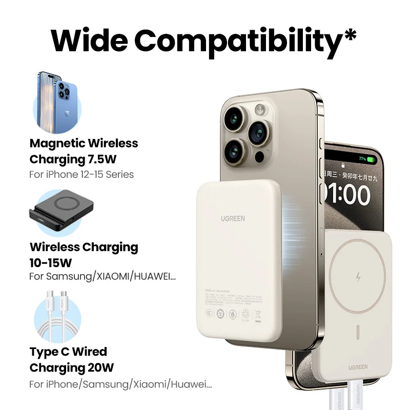 UGREEN Magnetic PD20W Power Bank 10000mAh Portable Wireless Fast Charging PowerBank  for Magsafe for iPhone 15 Pro Max 14 13 12