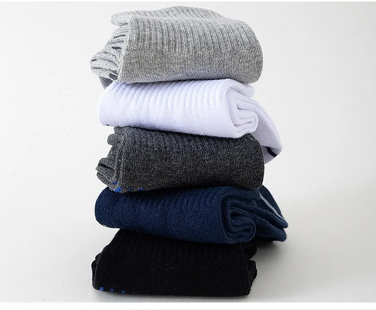 5 Paar Herren-Schlauchsocken aus 100 % Baumwolle, Schwarz, Weiß, Grau, einfarbig, schweißabsorbierend, geruchshemmend, elastisch, Outdoor-Laufsportsocken – Detail 10