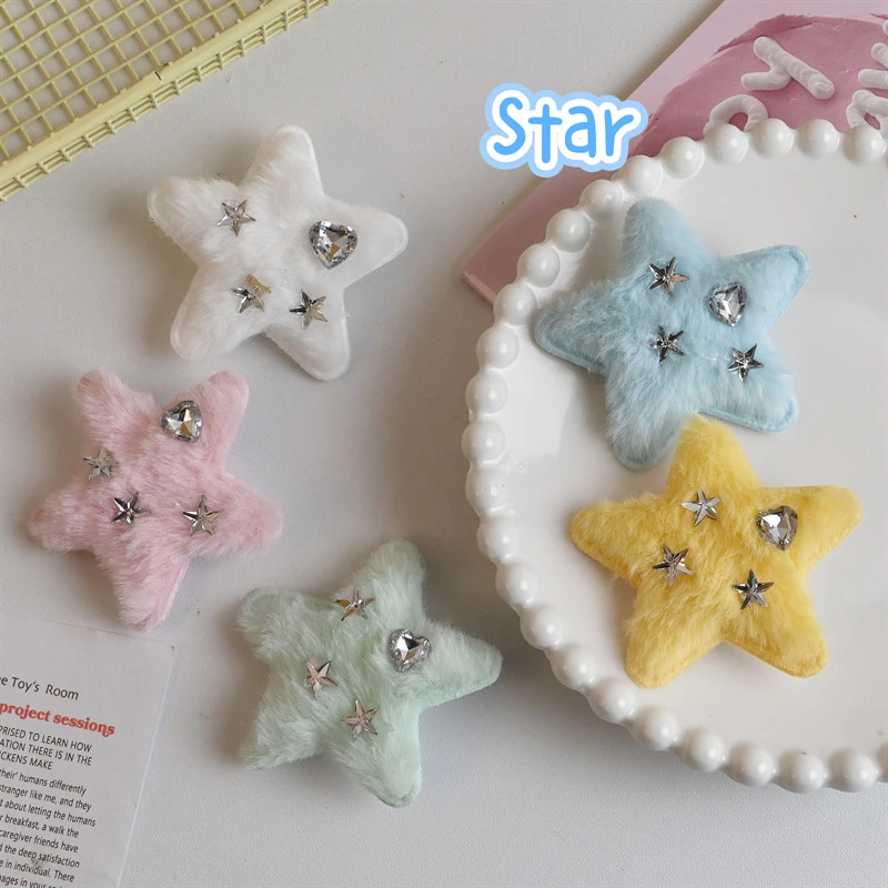 

Y2k Hair Clip Sweet Rhinestone Star Shape Hairpins Barrettes Plush Pentagram Hair Clip For Women Girls Hair Accessories Gifts