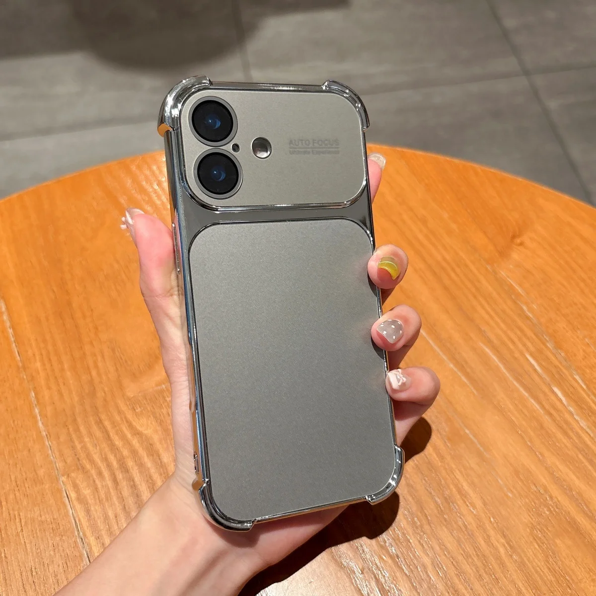 Official Plating Large Window Orange Phone Case with Four-Corner Anti-Fall Camera Protector