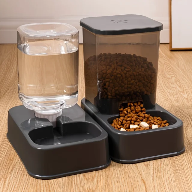 Automatic Cat and Dog Feeder with Drinker - Pet Food Bowl and Drinker Set,Smart Portion Control for Cat and Dog,Without Battery 2