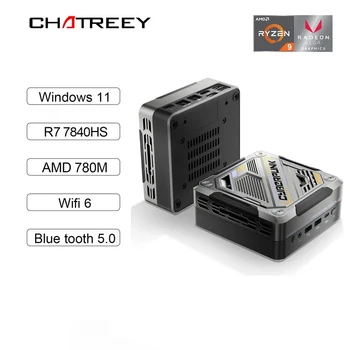 Chatreey AN3 미니 PC 라이젠 7 7840HS 780M DDR5 4800MHz 다채로운 조명 게임 데스크탑 컴퓨터, 와이파이 6 BT 5.0