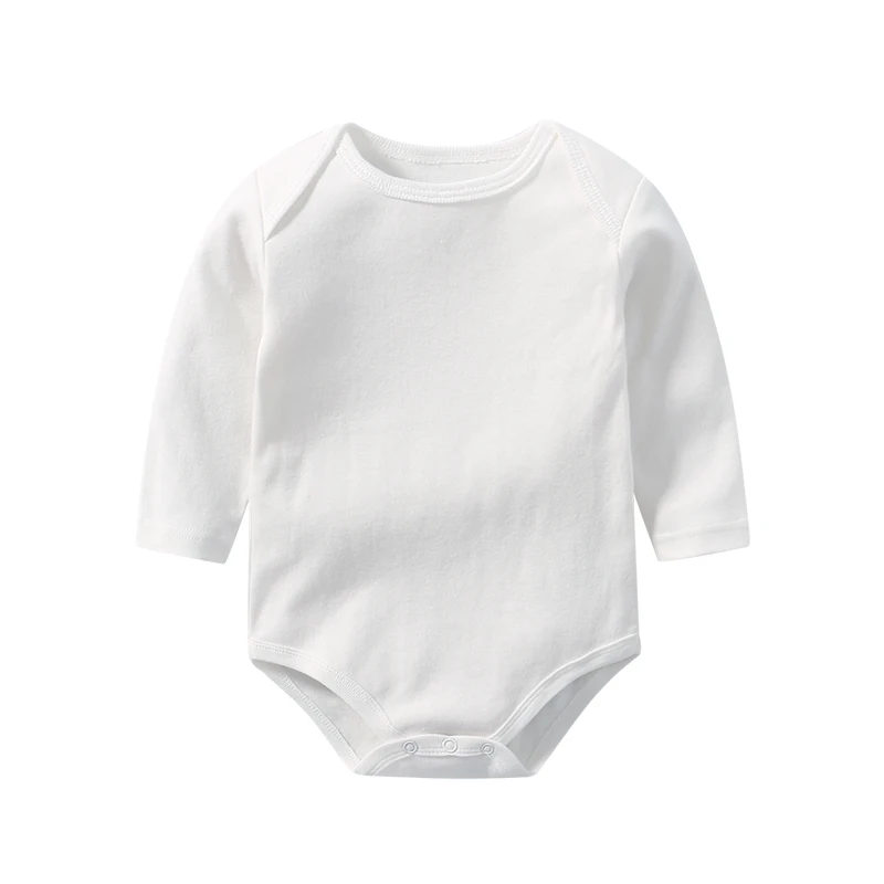 Long sleeves baby bodysuits 100% cotton solid white color newborn baby boy girl rompers infant jumpsuit 0-24 moth 2