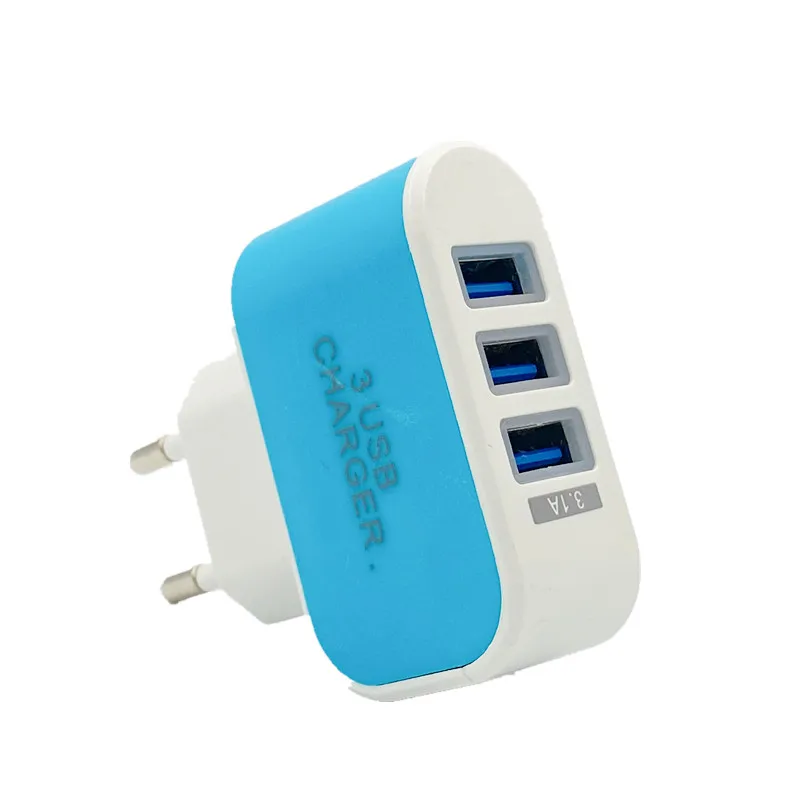 AC Adapter 3 Ports 3.1A Triple USB Port Wall Home Travel AC Charger Adapter US EU Plug Mobile Phone Charger